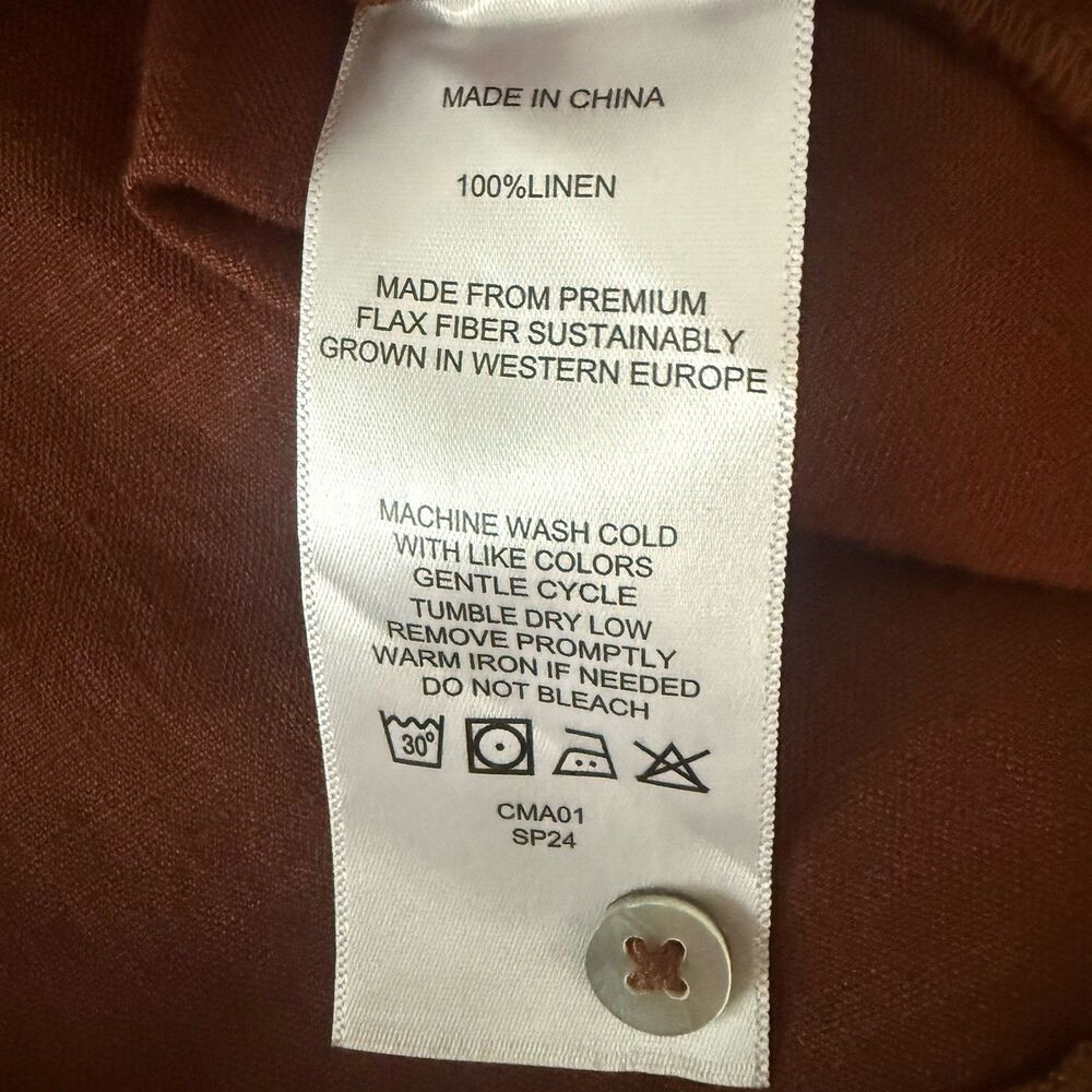 Quince European Linen Swing Dress Womens L Brown Sleeveless Pintuck - Picture 9 of 10